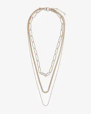 Three Row Chain Necklace | Express