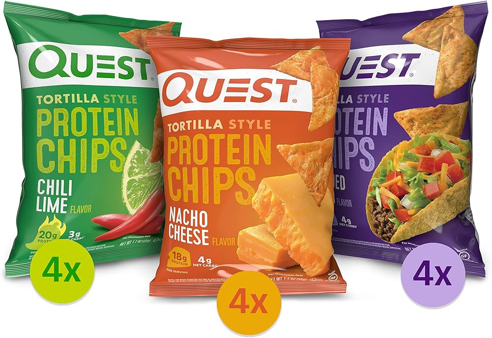 Quest Nutrition Tortilla Style Protein Chips Variety Pack, Chili Lime, Nacho Cheese, Loaded Taco,... | Amazon (US)