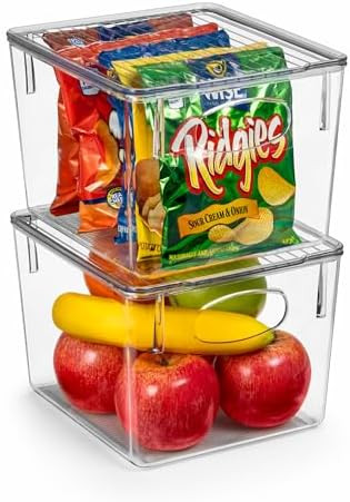 Sorbus Medium Plastic Storage Bins with Lids - Kitchen, Pantry, Refrigerator Organizer Bins - Cle... | Amazon (US)