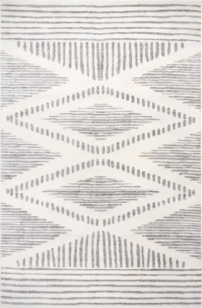 Light Gray Striped Hourglass 2' 8" x 8' Area Rug | Rugs USA
