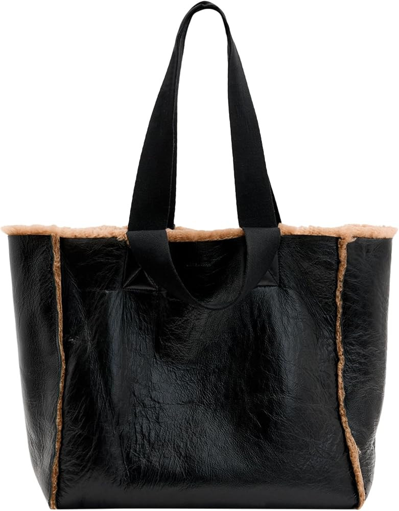 AllSaints IZZY Shearling Tote, Brown | Amazon (US)