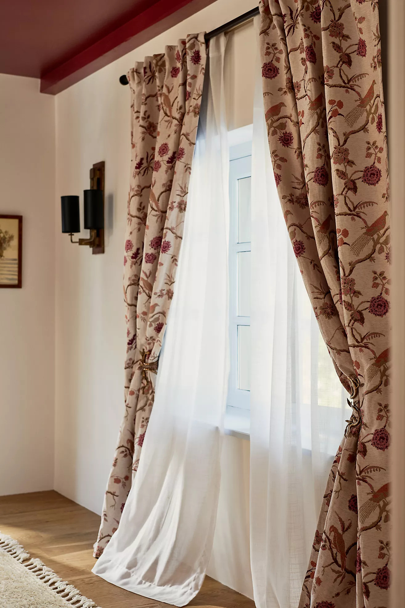 Perla Jacquard-Woven Floral Bird Curtain | Anthropologie (US)