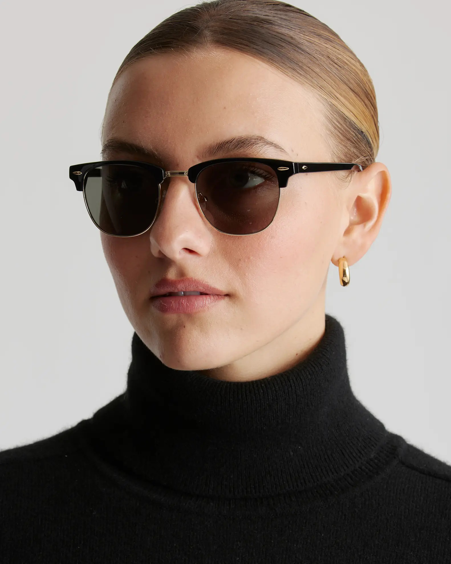 Avery Polarized Acetate Sunglasses in Black with Green lens | Quince