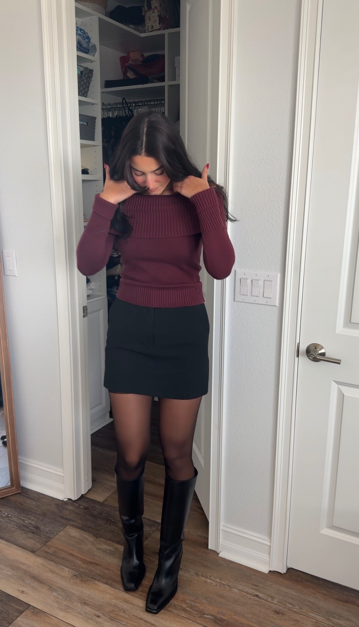 Top S
Skirt / Tights M
Boots 9.5

#LTKHoliday #LTKootd #LTKgrwm