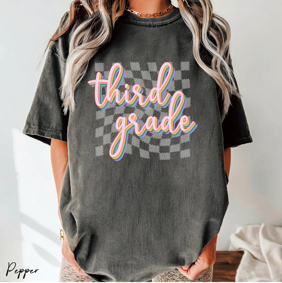 Third Grade Retro Rainbow Teacher Shirt, 3rd Grade Teacher Tee, Third Grade Teacher Gift, Back to... | Etsy (US)
