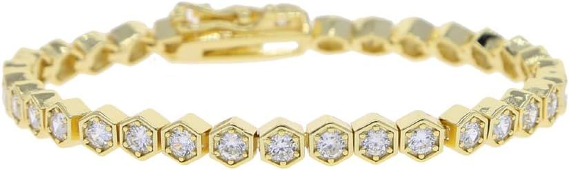 Geometric Hexagon Honeycomb Cz Tennis Chain Bracelet 16Cm 18Cm 3 Colors Cubic Zirconia Jewelry | Amazon (US)