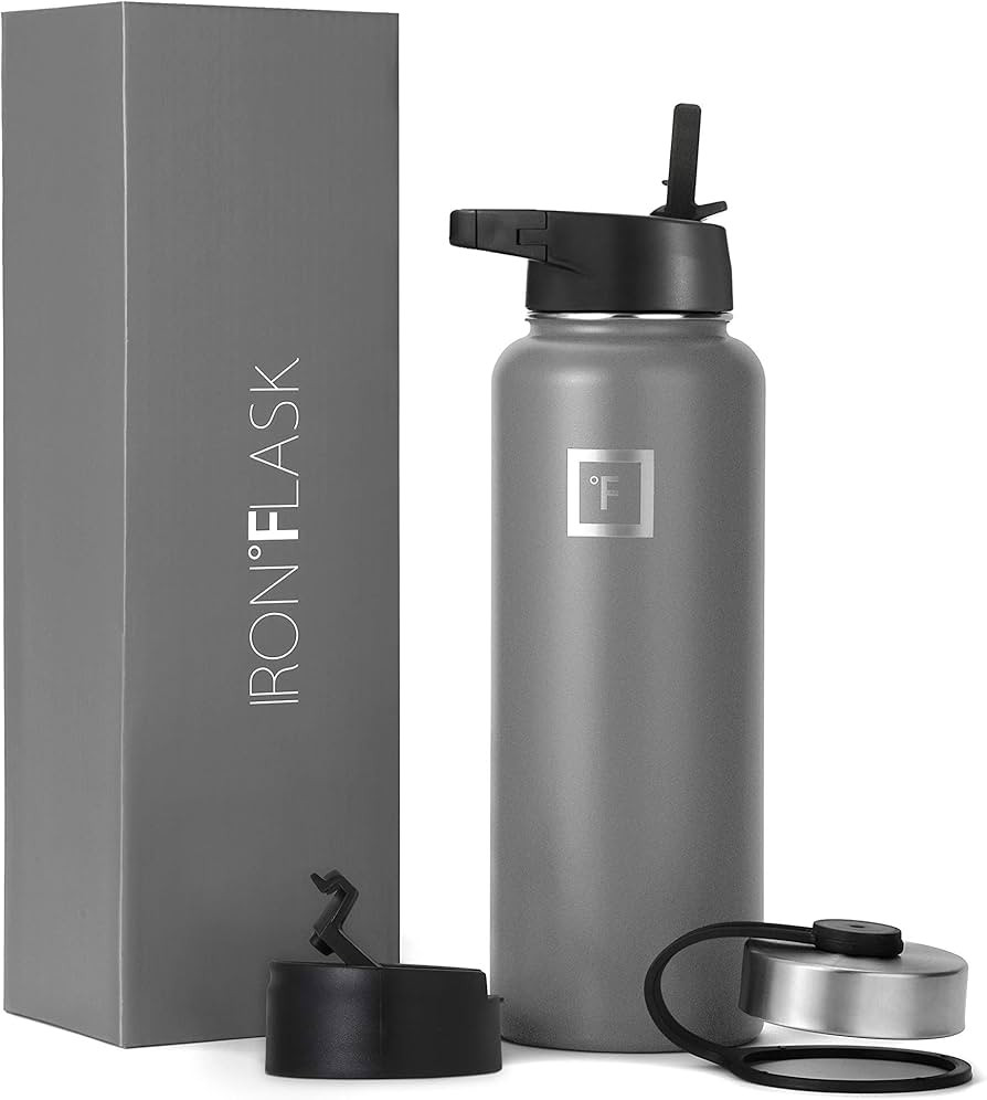 IRON °FLASK Sports Water Bottle - 40oz, 3 Lids (Straw Lid), Leak Proof - Stainless Steel Gym & S... | Amazon (US)