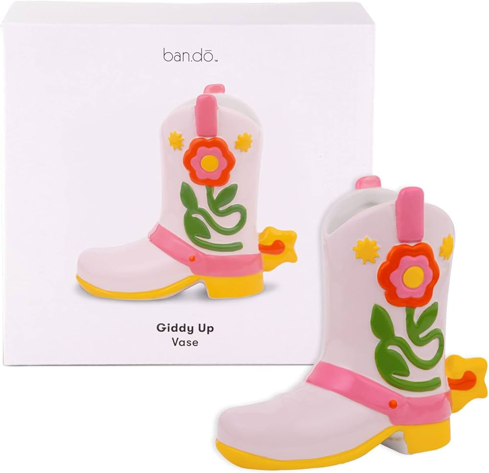 ban.do Small Cowboy Boot Vase, Colorful Ceramic Shelf Decor for Home or Office, Unique Flower Vas... | Amazon (US)