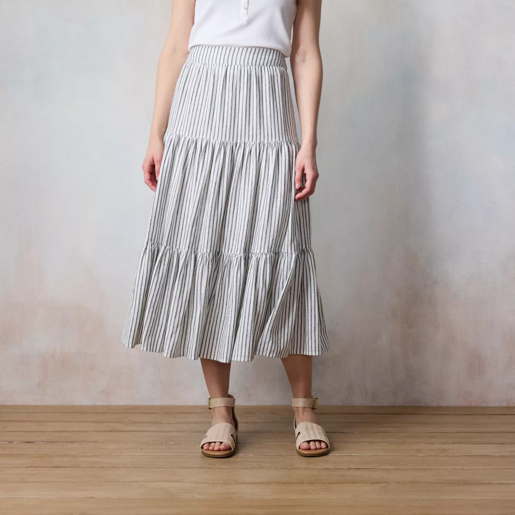 Petite LC Lauren Conrad Three Tiered Midi Skirt | Kohl's