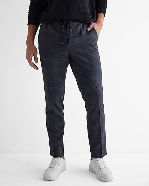 Extra Slim Plaid Modern Tech Drawstring Dress Pant | Express