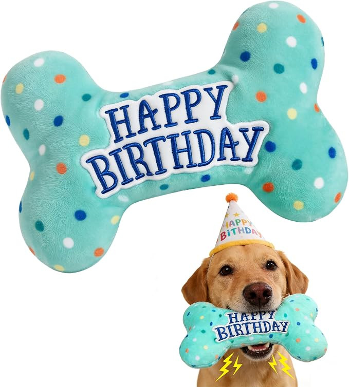 PrimePets Dog Birthday Toys, Plush Dog Squeaky Toys, Stuffed Puppy Chew Toy for Small Medium Larg... | Amazon (US)