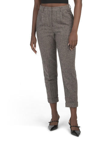 Front Pleat Slim Trousers for Women | Polyester | Marshalls
