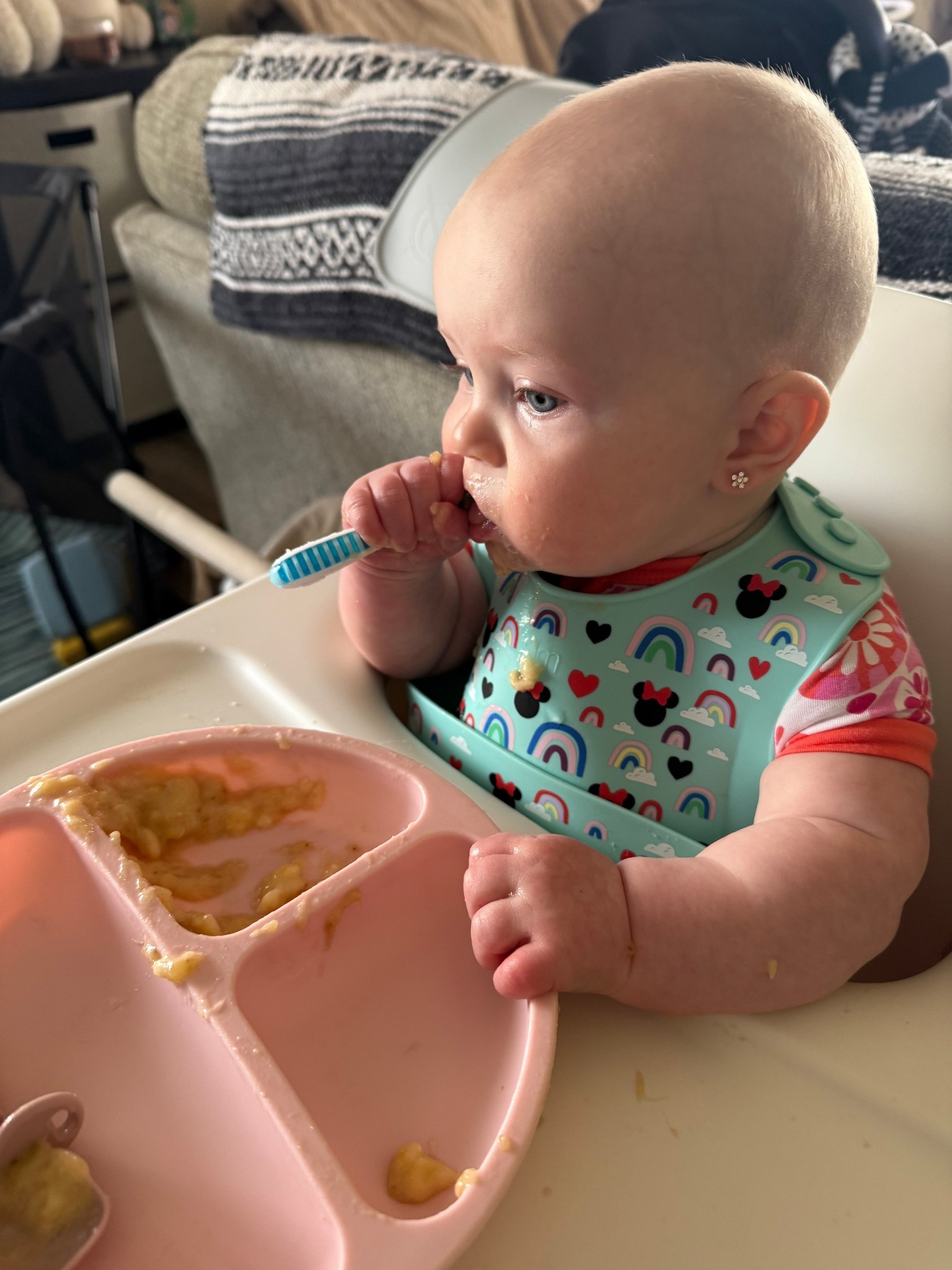 Charlee started solids! We’re LOVING our mockingbird high chair and this suction plate. 

#BLW #babyfood #highchair #girlmom

#LTKBaby #LTKKids #LTKHome