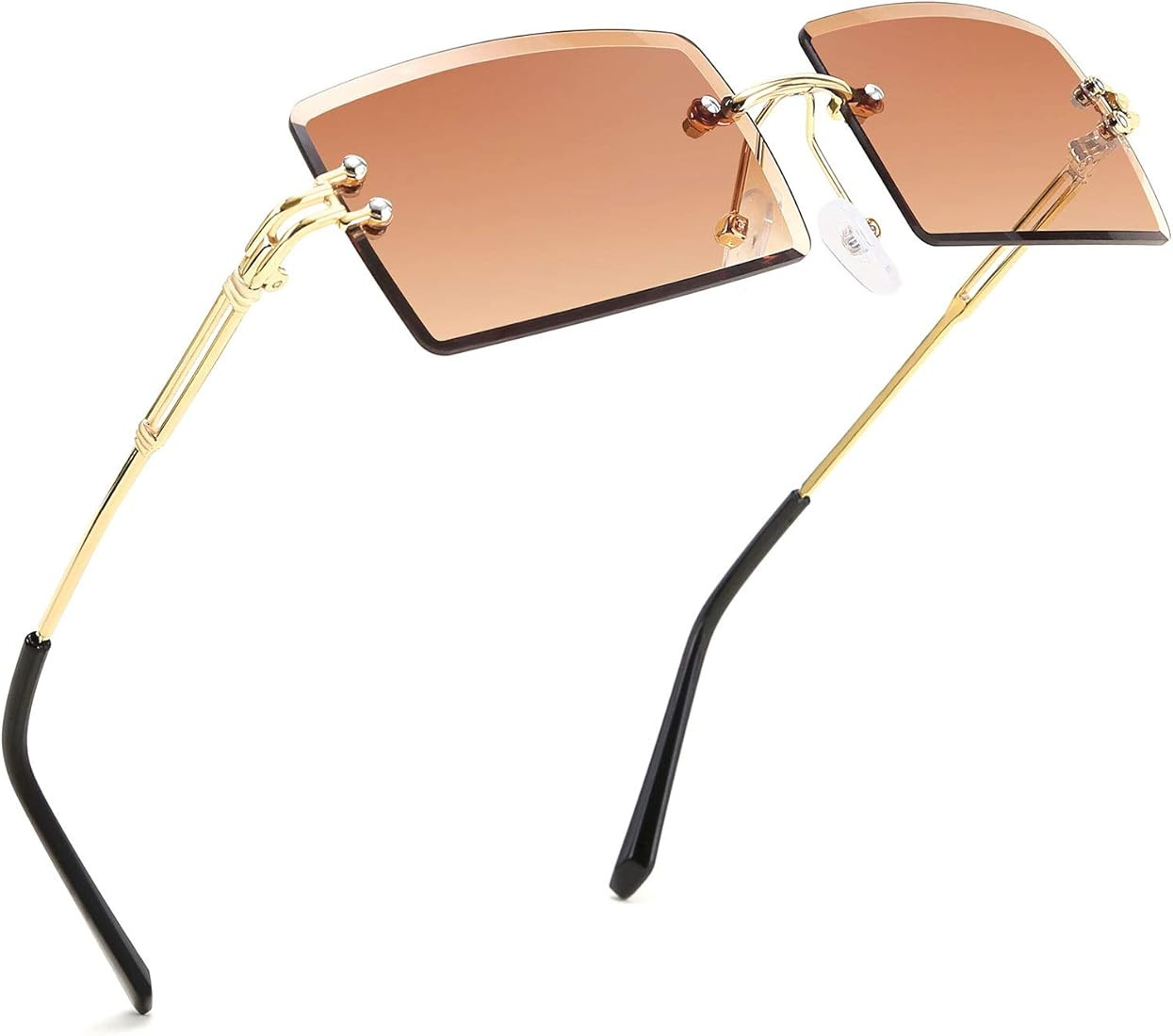 FEISEDY Vintage Rimless Sunglasses Rectangle Frameless Candy Color Glasses Women Men B2642 | Amazon (US)