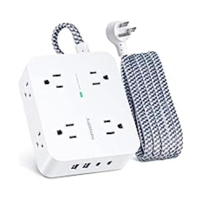 Surge Protector Power Strip - Extension Cord with 8 Widely Outlets 4 USB Ports, 3 Side Multi Plug... | Amazon (US)