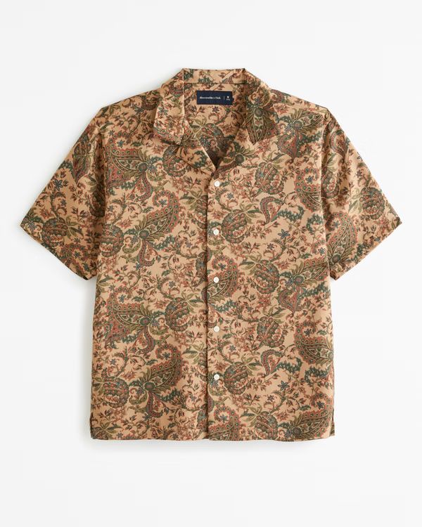 Men's Camp Collar Silky Button-Up Shirt | Men's Tops | Abercrombie.com | Abercrombie & Fitch (US)