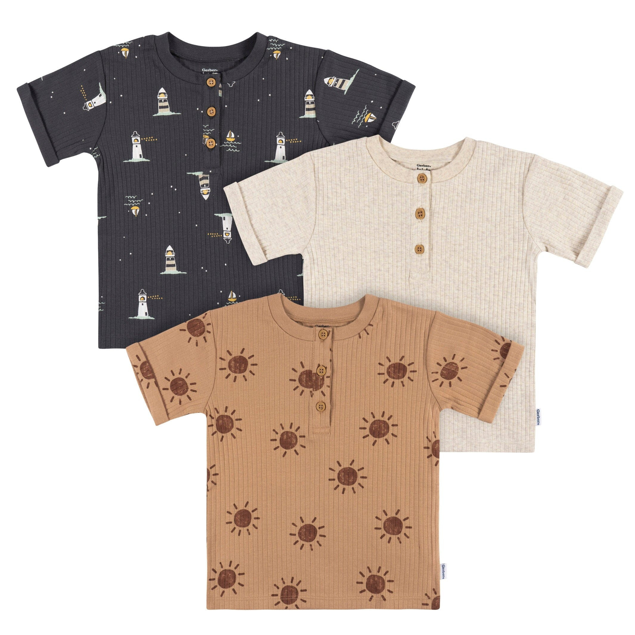 3-Pack Infant and Toddler Boys Sun & Sea Henley T-Shirts | Gerber Childrenswear