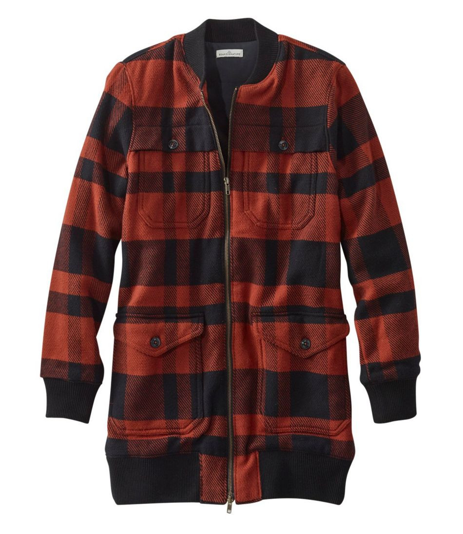 Women's Signature Chamois Long Bomber Jacket, Plaid | L.L. Bean