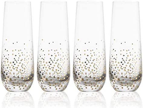 Trinkware Goldosa Champagne Flutes Stemless Glasses With Gold Luster – Mimosa Glasses Set of 4 ... | Amazon (US)