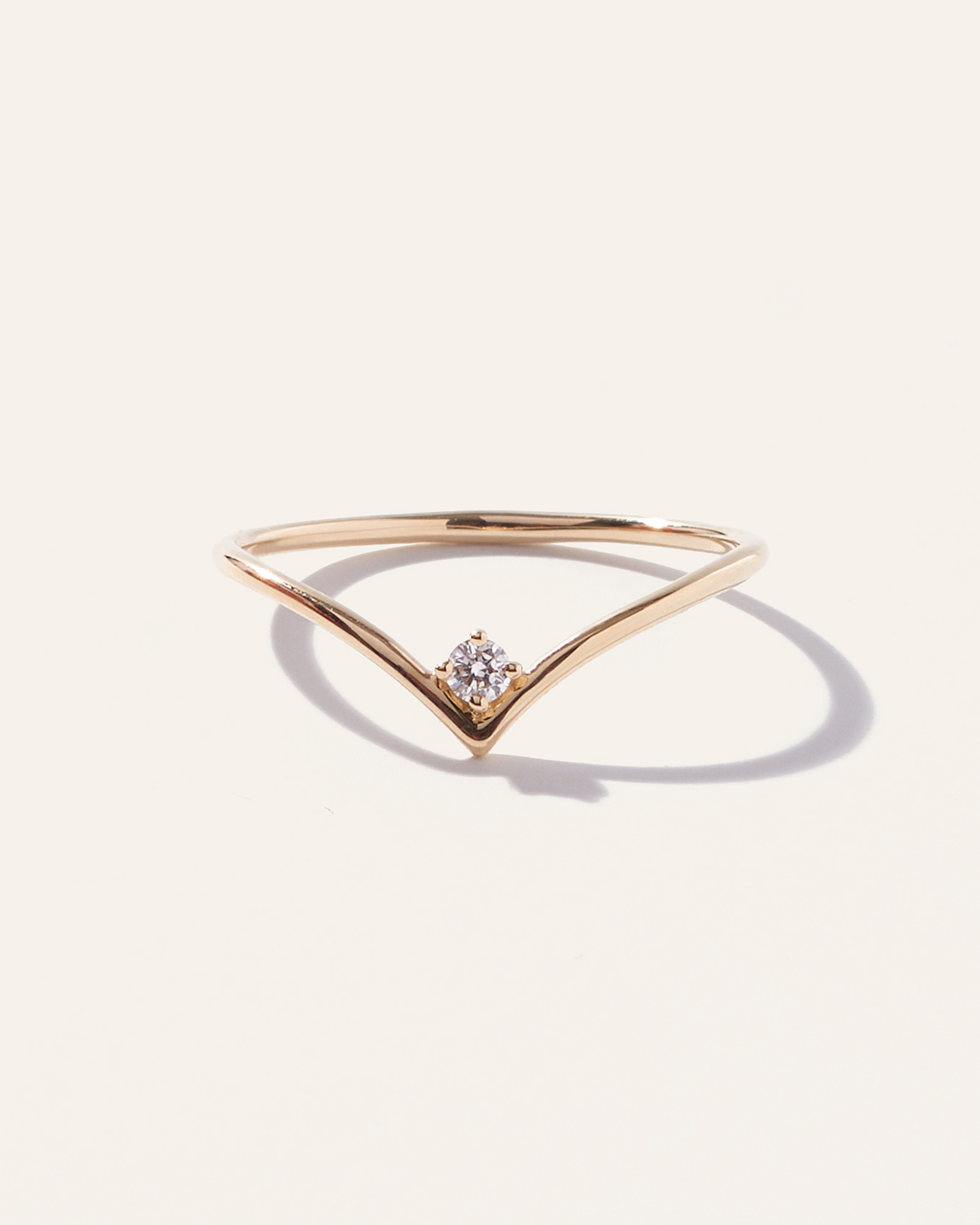 Quince | Women's 14K Gold Solitaire Diamond Chevron Ring in Yellow Gold, Size 4.5 | Quince