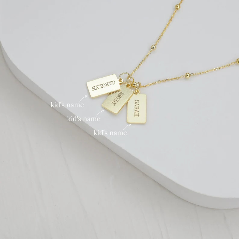 Personalized Multiple Bar Kids Name Necklace, Custom Name Tag Necklace, Handmade Personalized Jew... | Etsy (US)