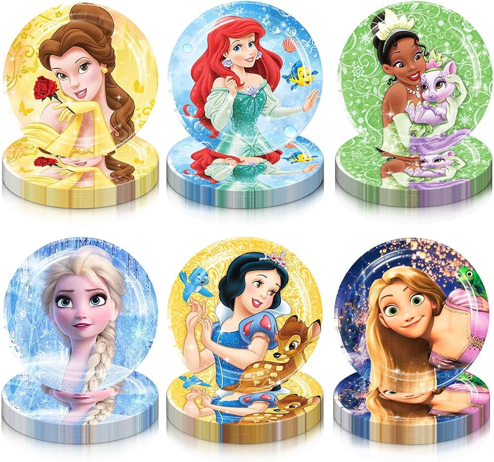 Hbavfihnbg 60pcs Princess Birthday Party Plates Princess Birthday Party Supplies Favors Princess ... | Amazon (US)