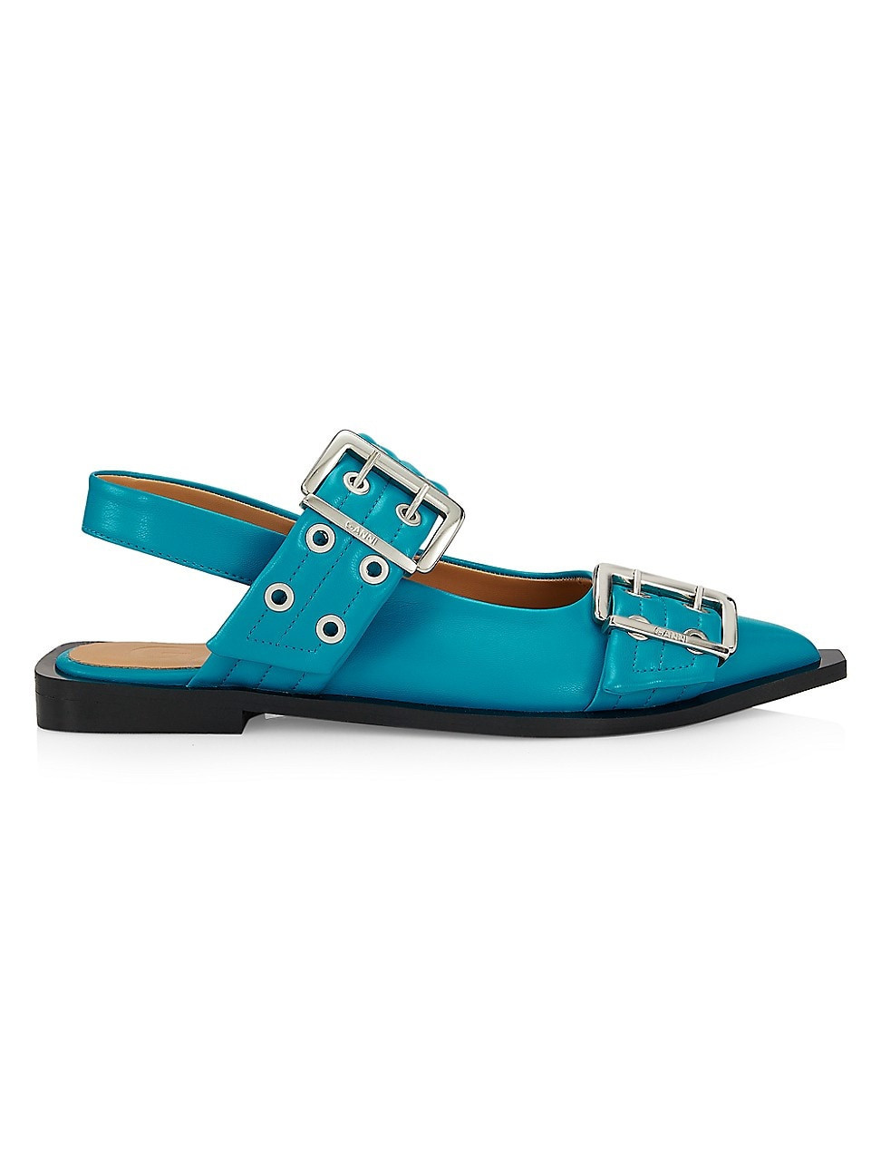 Women's Feminine Buckle 30MM Faux Leather Ballerina Flats - Blue - Size 5 | Saks Fifth Avenue