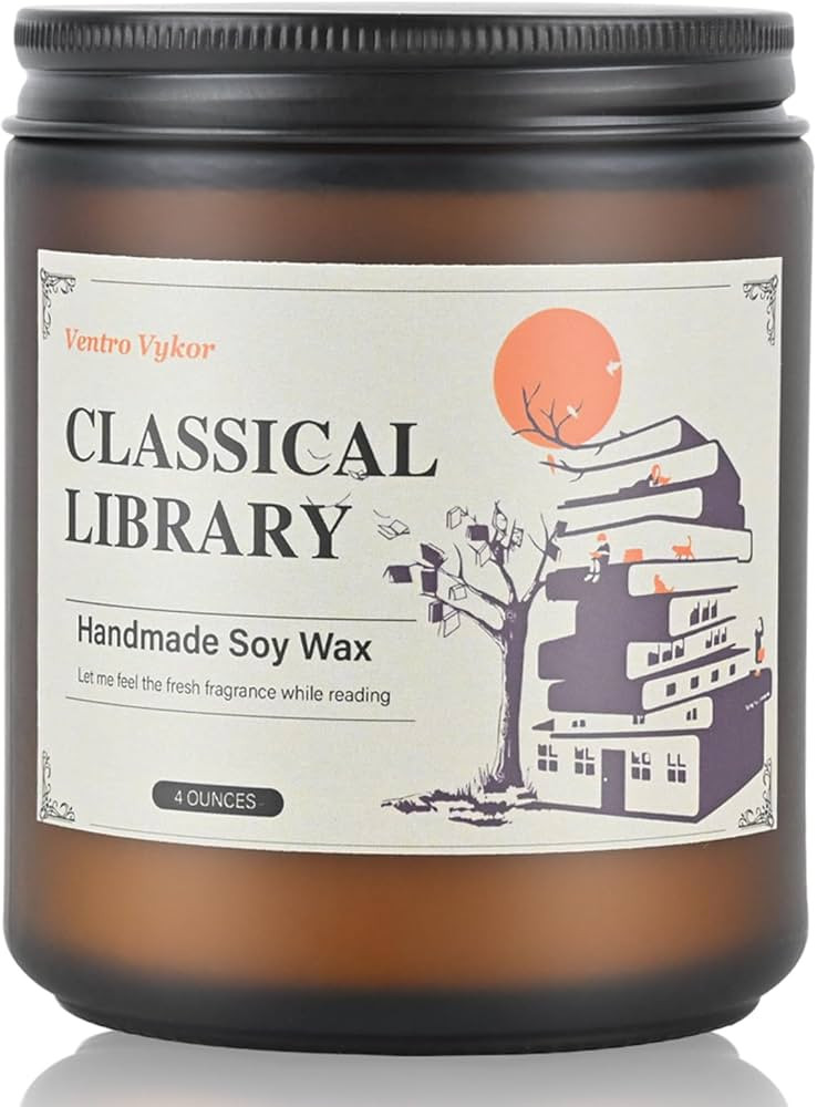 Classical Library Candle,Book Lovers Gifts,4 oz 20 Hours Burn Soy Wax Candle Gift for Readers Bir... | Amazon (US)
