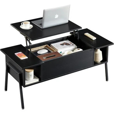 Lift Top Coffee Table With Hidden Compartment And Storage Shelf For Living Room Office Reception, Rising Tabletop | Wayfair North America