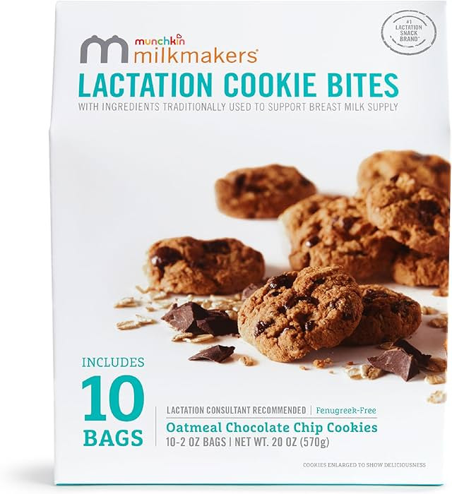 Munchkin Milkmakers Lactation Cookie Bites, Oatmeal Chocolate Chip, 10 Ct | Amazon (US)
