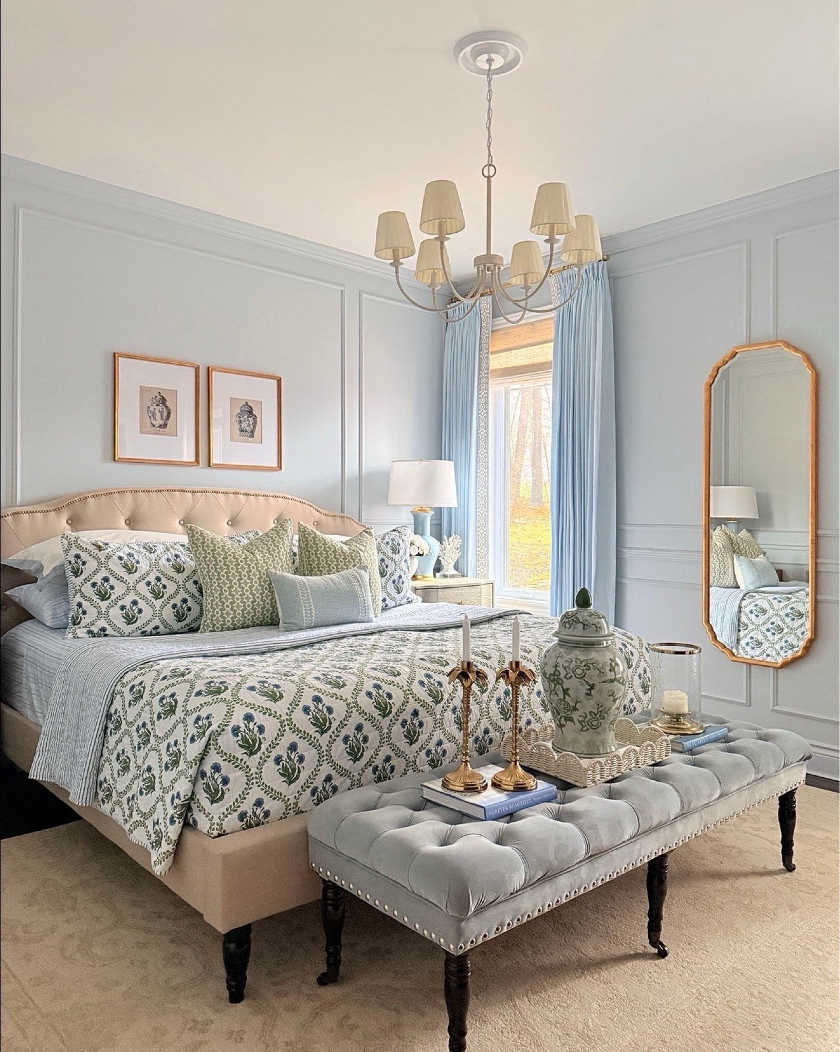 Chic spring bedroom look!! Layer a gorgeous block print quilt for a cozy and elegant bedroom! Chic bedroom, home decor, chic decor, spring decor, summer decor

#LTKSeasonal #LTKHome