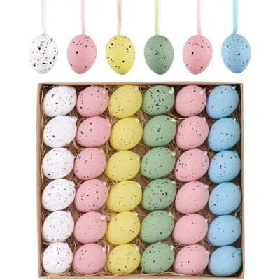 36Pcs Easter Eggs Ornaments for Small Tree Decorations, 1.57'' Nature Beige Green Plastic Easter Eggs Bulk, Shatterproof Decorative Hanging Egg Decor | Wayfair North America