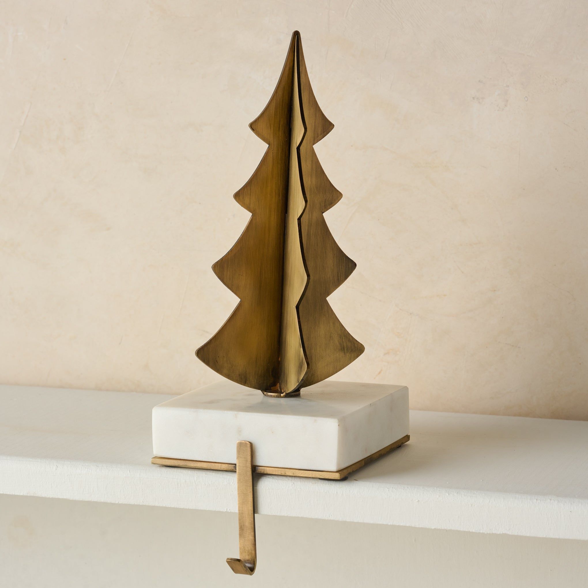 Brass and Marble Stocking Holder | Magnolia