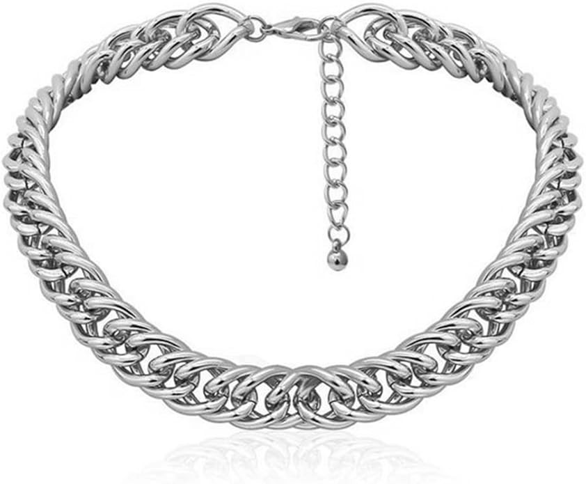 Chunky Silver Choker Necklace for Women Thick Adjustable Link Chain Choker (silver) | Amazon (US)