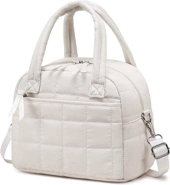 LEDAOU Quilted Insulated Lunch Bag for Women, 9L Puffy Lunch Tote with Adjustable Shoulder Strap,... | Amazon (US)