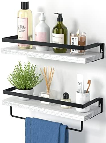 AMADA HOMEFURNISHING Wall Shelves, Floating Shelves for Bathroom, Kitchen, Bedroom, Bathroom Shelf w | Amazon (US)