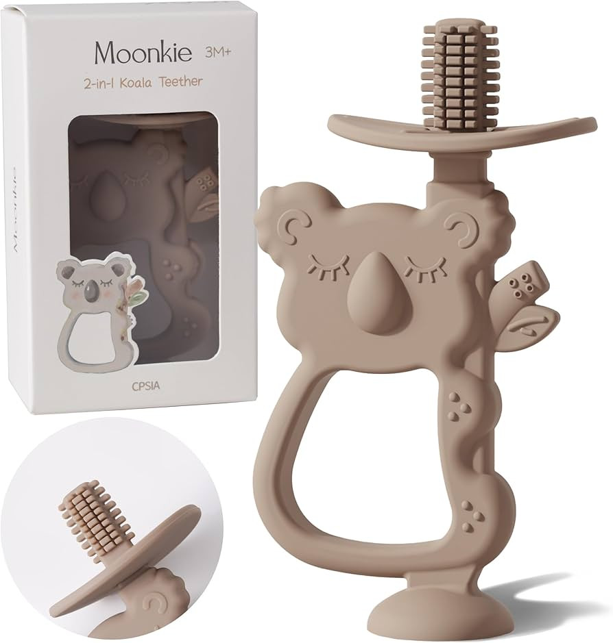 Moonkie Teething Toy, Safe & Easy to Hold BPA Free Silicone Teethers, 360° Baby Toothbrush with ... | Amazon (US)