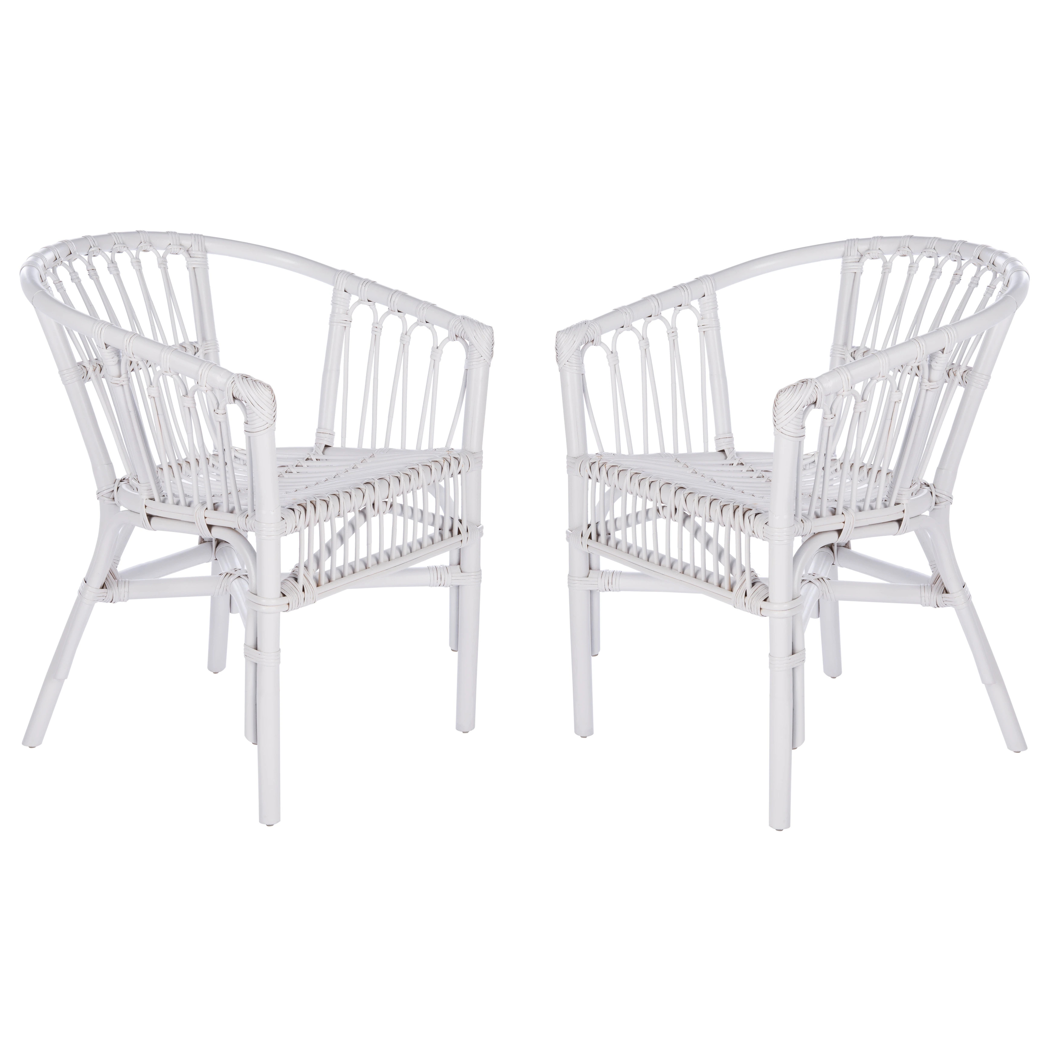 SAFAVIEH Silia Rattan Accent Chairs (Set of 2) - 22.8" W x 23.6" L x 30.3" H - 23Wx24Dx30H - Whit... | Overstock
