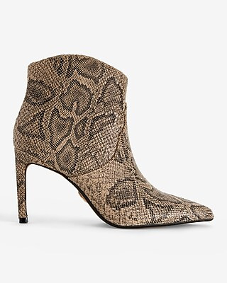 Snakeskin Thin Heel Booties | Express