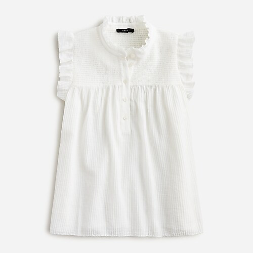 Smocked ruffle gauze top | J. Crew US