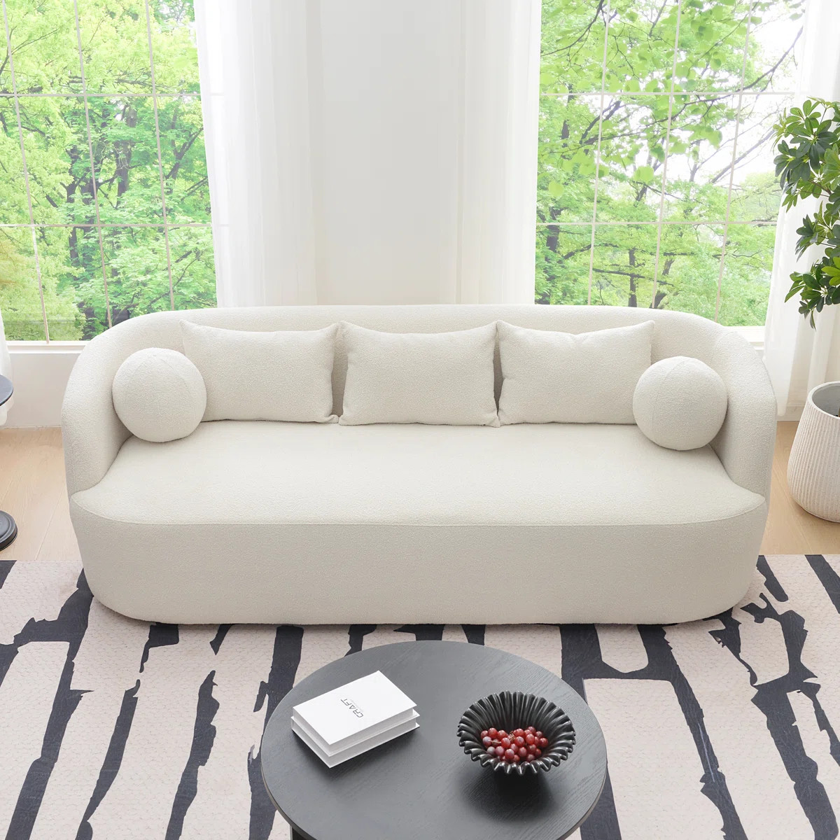Brinae 85" Wide Modern Boucle Upholstered 3 Seat Sofa | Wayfair North America
