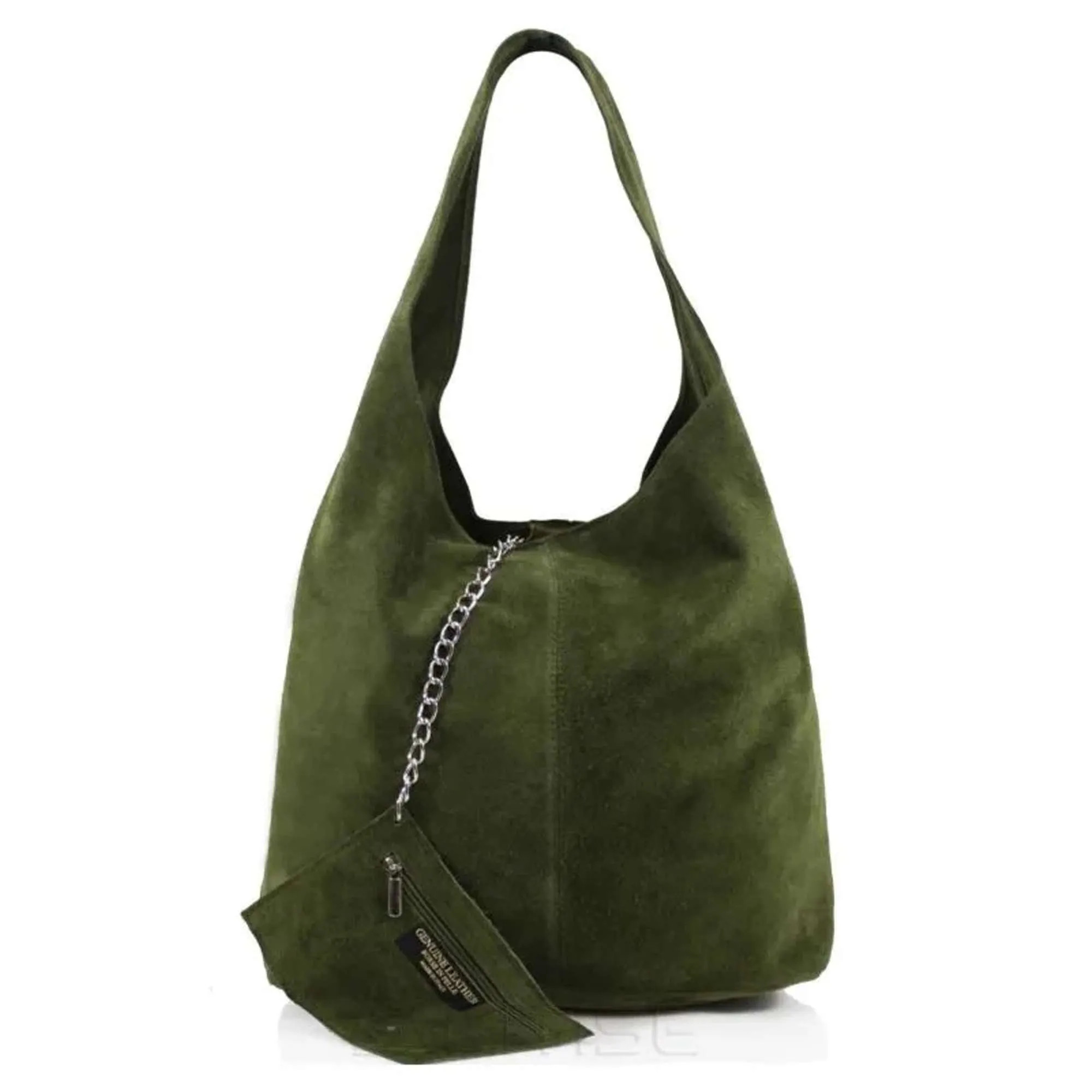 Dark Green Kitise Spacious Slouch Genuine Italian Suede Tote Handbag | Debenhams | Debenhams UK