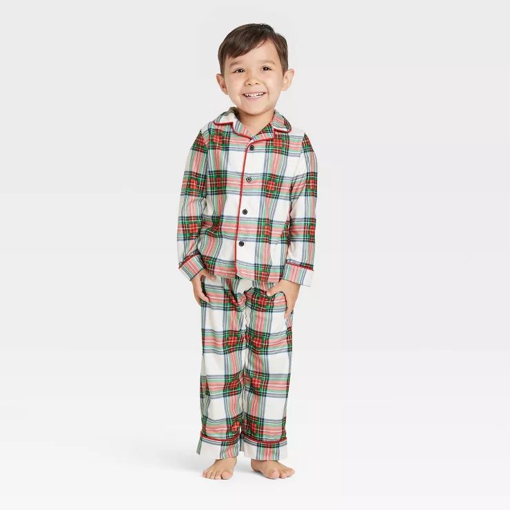Toddler Holiday Tartan Plaid Matching Family Pajama Set - Wondershop™ Cream | Target