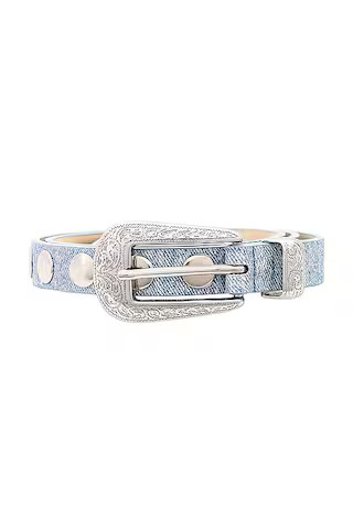 Phoenix Belt With Disc Studs in Light Denim | Revolve Clothing (Global)
