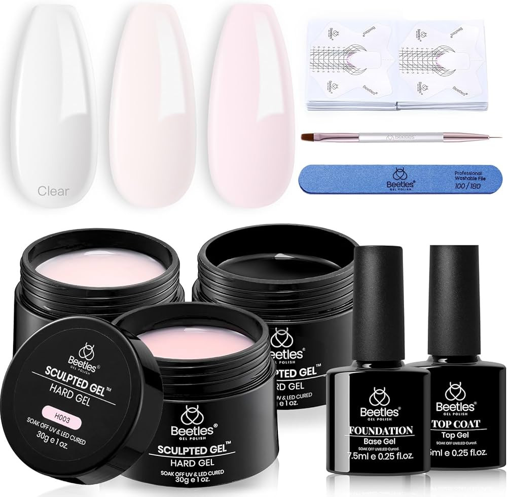 Beetles Builder Gel for Nails-3 Colors 9 in 1 Nail Extension Sculpting Building Clear Nude Pink H... | Amazon (US)