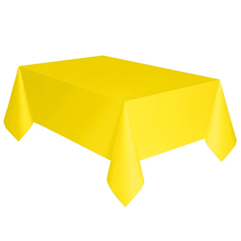 1 Count 54 IN x 108IN Yellow Rectangular Plastic Table Covers by Way To Celebrate | Walmart (US)