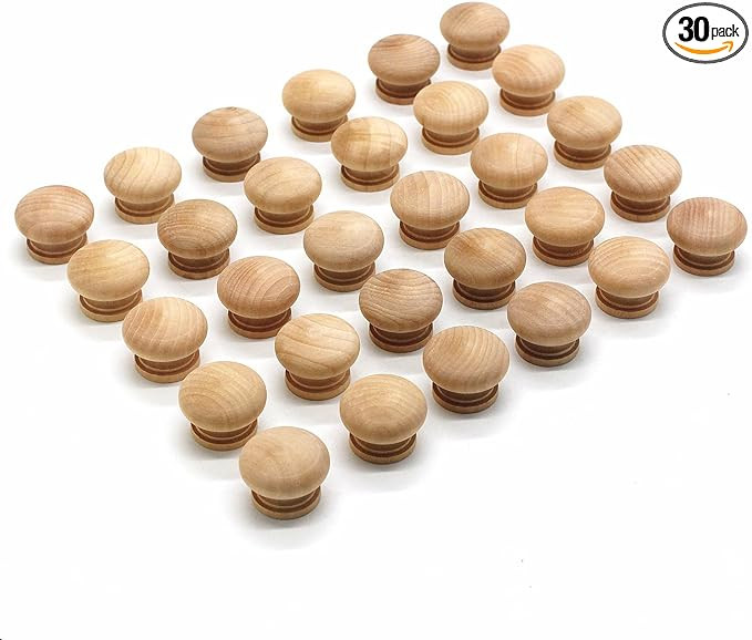 WEICHUAN 30PCS Round Unfinished Wood Drawer Knobs Pulls Handles - Cabinet Furniture Drawer Knobs ... | Amazon (US)