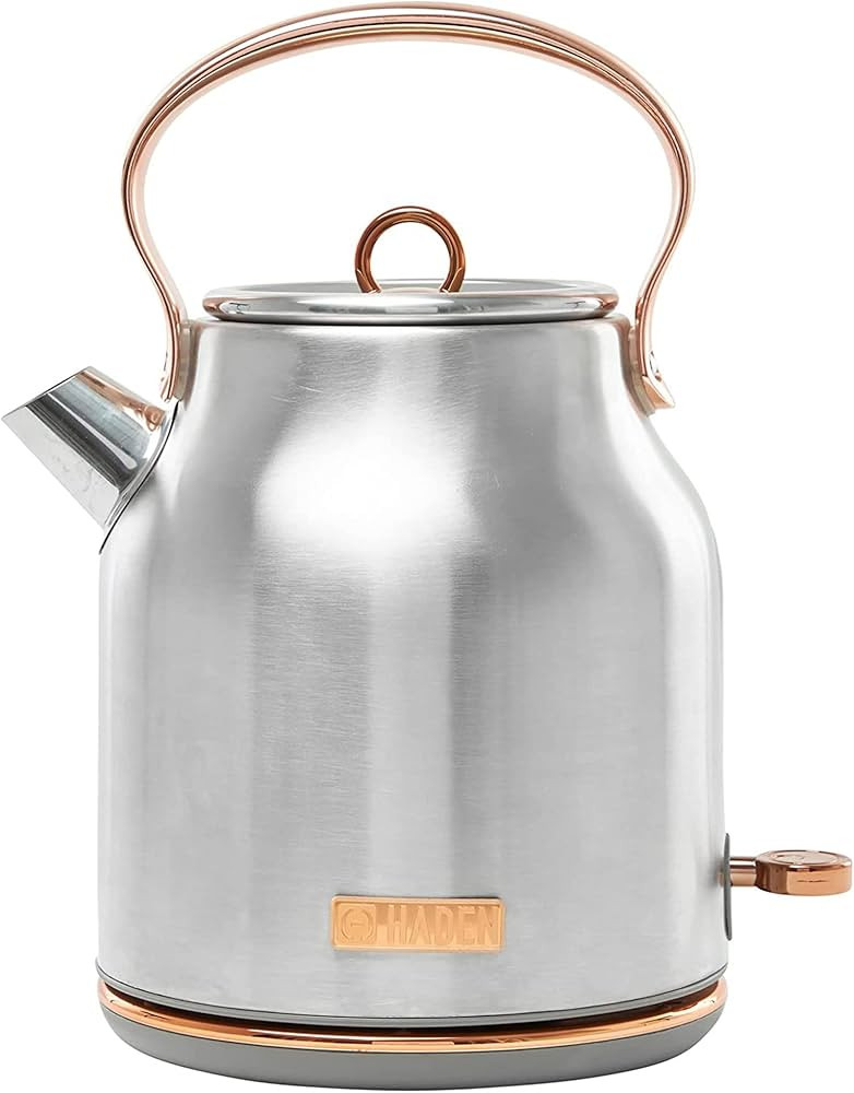 Haden Heritage 1.7 Liter Stainless Steel Electric Kettle, Hot Water Kettle with 360-Degree Base a... | Amazon (US)