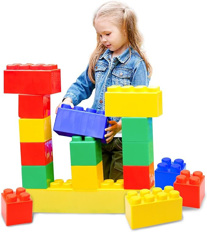 CO-T Jumbo Blocks for Toddlers Set of 24 Plastic Large Building Blocks for Kids Ages 4-8, Giant S... | Amazon (US)