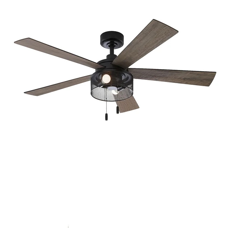 Better Homes & Gardens 52" Black Ceiling Fan, 5 Reversible Blades, LED Light Kit, Reverse Airflow | Walmart (US)